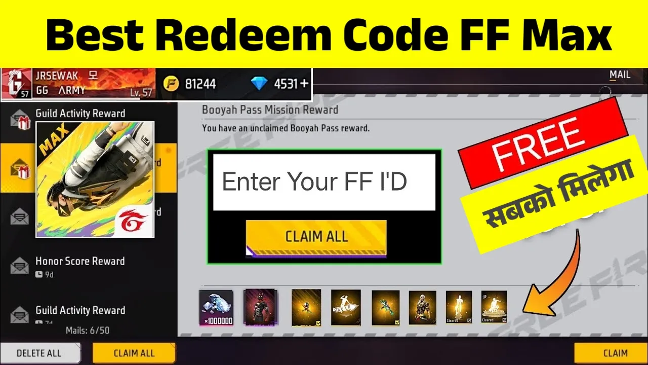 Free Fire Today Redeem Code